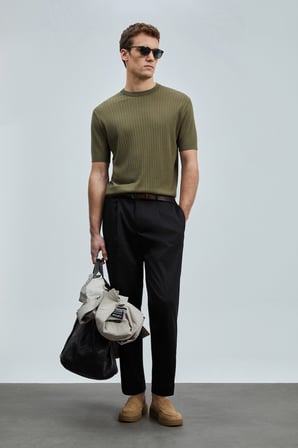 Albert Smart Erkek Chino Pantolon Comfort Pileli Siyah