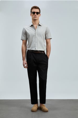 Albert Smart Erkek Chino Pantolon Comfort Pileli Siyah
