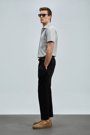 Albert Smart Erkek Chino Pantolon Comfort Pileli Siyah