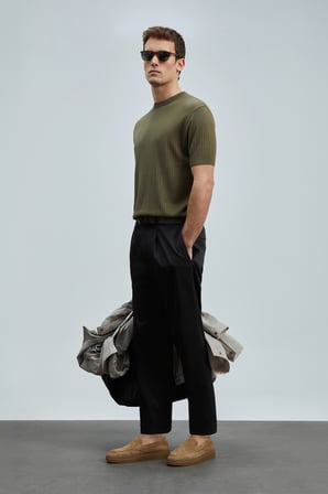 Albert Smart Erkek Chino Pantolon Comfort Pileli Siyah