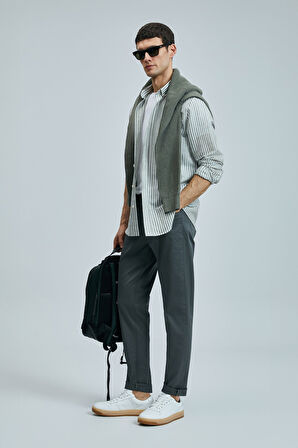 Helt Spor 5 Cep Erkek Pantolon Slim Fit Koyu Yeşil