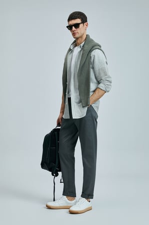 Helt Spor 5 Cep Erkek Pantolon Slim Fit Koyu Yeşil