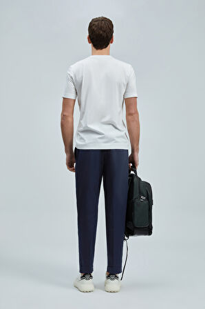 Lufian Erkek Bran Modern Grafik T-Shirt 111020262 Kırık Beyaz