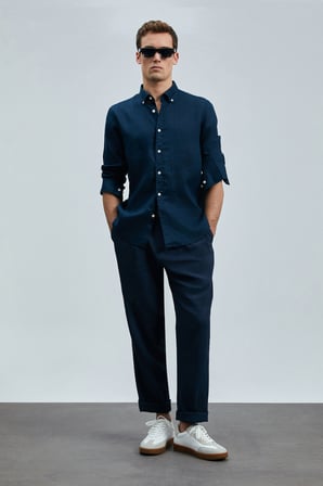 Tom Smart Erkek Chino Pantolon Slim Fit Lacivert