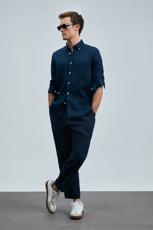 Tom Smart Erkek Chino Pantolon Slim Fit Lacivert