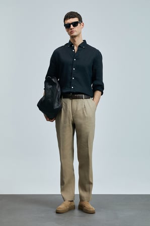 Tom Smart Erkek Chino Pantolon Slim Fit Deve Tüyü