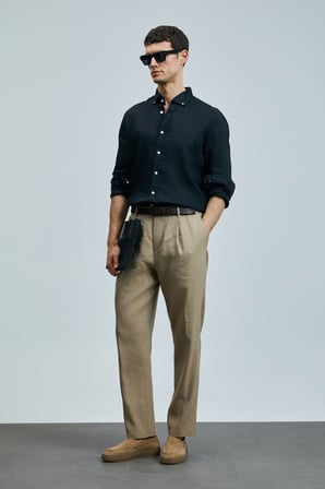 Tom Smart Erkek Chino Pantolon Slim Fit Deve Tüyü