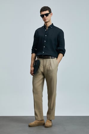 Tom Smart Erkek Chino Pantolon Slim Fit Deve Tüyü