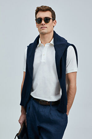 Lufian Erkek Luna Smart Polo T-Shirt 111040228 Kırık Beyaz