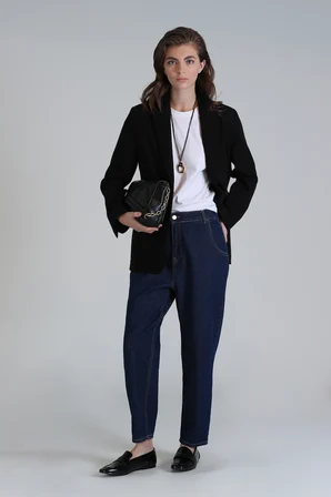 Lıly Kadın Denim Mom Fıt- Yüksek Bel Mavi