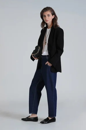 Lıly Kadın Denim Mom Fıt- Yüksek Bel Mavi