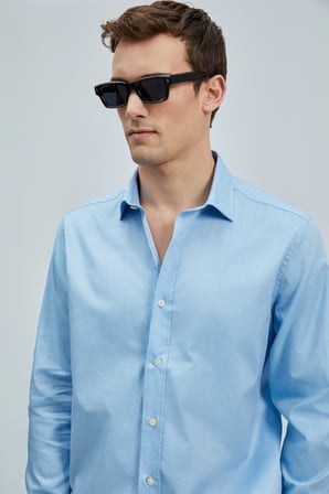 Danıel Erkek Basic Gömlek Regular Fit Mavi