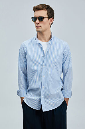 Lufian Erkek Regular Fit Charles Basic Gömlek 111010638 Mavi