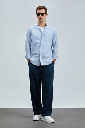 Charles Erkek Basic Gömlek Regular Fit Mavi