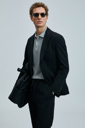 Asel Spor Erkek Blazer Ceket Slim Fit Siyah