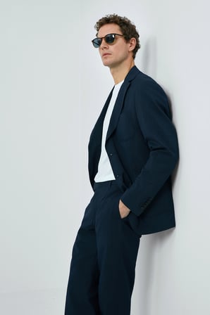 Piel Spor Erkek Blazer Ceket Slim Fit Lacivert