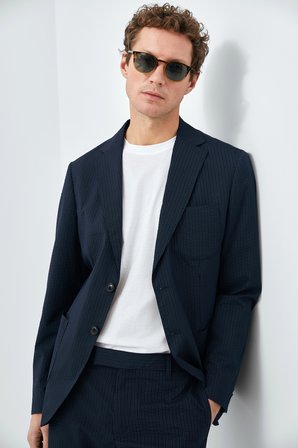 Piel Spor Erkek Blazer Ceket Slim Fit Lacivert