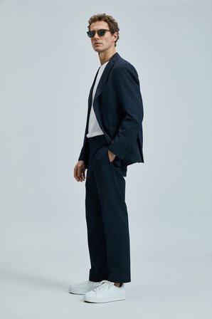 Piel Spor Erkek Blazer Ceket Slim Fit Lacivert