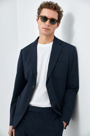 Piel Spor Erkek Blazer Ceket Slim Fit Lacivert