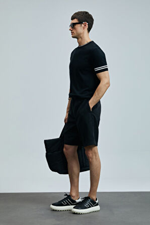 Lufian Erkek Ross Spor Chino Slim Fit Şort 111210077 Siyah