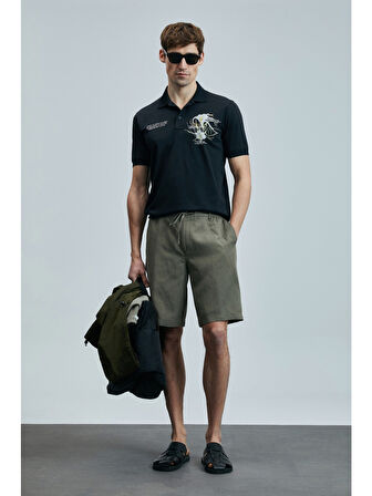 Lufian Ross Spor Erkek Chino Şort Slim Fit Yeşil