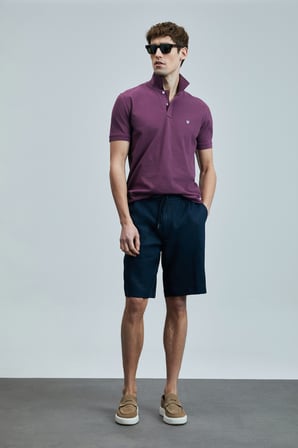 Peler Spor Erkek Chino Şort Slim Fit Lacivert
