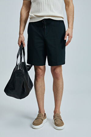 Lufian Erkek Aler Spor Slim Fit Chino Şort 111210079 Siyah