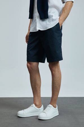 LUFIAN Erkek Cosmo Spor Chino Slim Fit Şort 111210081 Lacivert