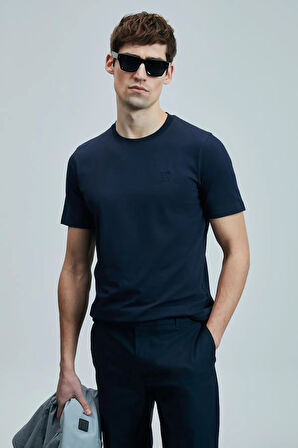 Lufian Pablo Modern Grafik T- Shirt Lacivert