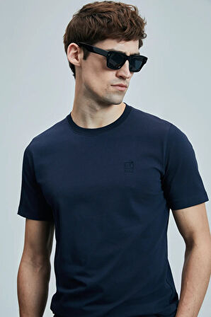 Lufian Pablo Modern Grafik T- Shirt Lacivert