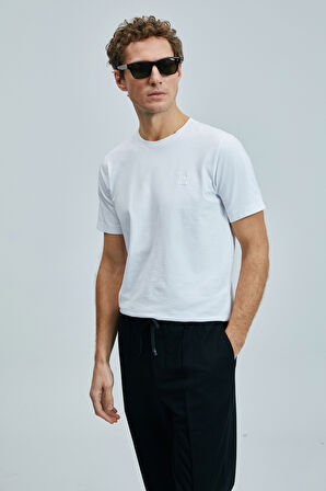 Lufian Erkek Pablo Modern Grafik T-Shirt 111020265 Beyaz
