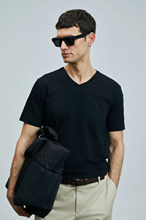 Lufian Tuna Modern Grafik T- Shirt Siyah