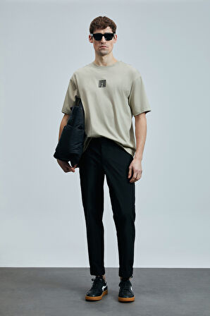 Lufian Erkek Helıx Modern Grafik T-Shirt 111020245 Bej