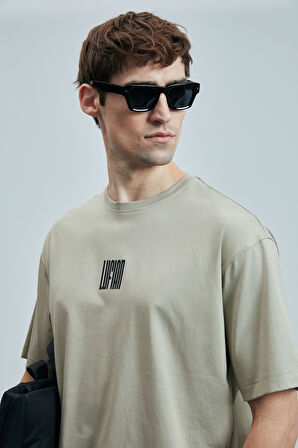 Lufian Erkek Helıx Modern Grafik T-Shirt 111020245 Bej