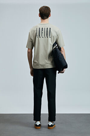 Lufian Erkek Helıx Modern Grafik T-Shirt 111020245 Bej