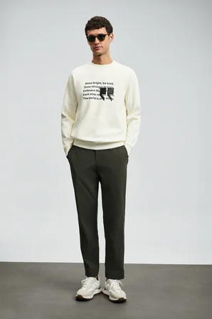 Shadow Erkek Sweatshirt Kırık Beyaz