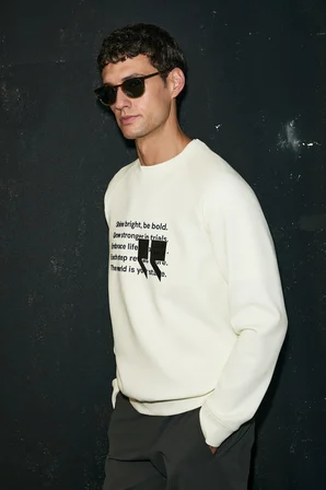 Shadow Erkek Sweatshirt Kırık Beyaz