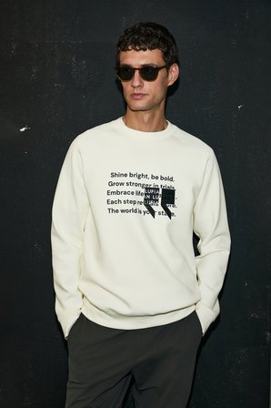 Shadow Erkek Sweatshirt Kırık Beyaz