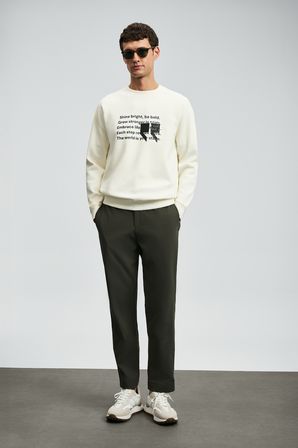 Shadow Erkek Sweatshirt Kırık Beyaz