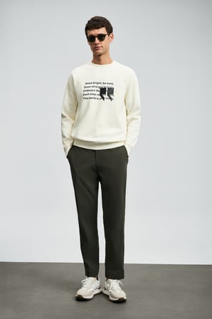 Shadow Erkek Sweatshirt Kırık Beyaz