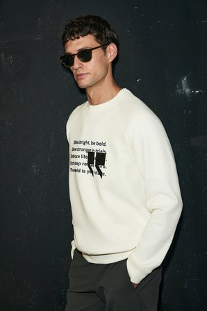 Shadow Erkek Sweatshirt Kırık Beyaz