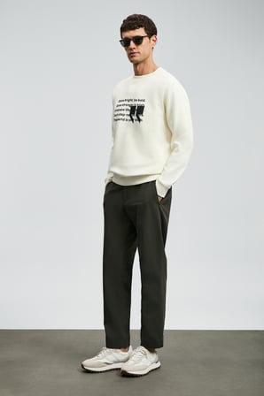 Shadow Erkek Sweatshirt Kırık Beyaz