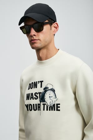 Henry Erkek Sweatshirt Kırık Beyaz