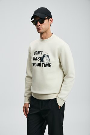 Henry Erkek Sweatshirt Kırık Beyaz