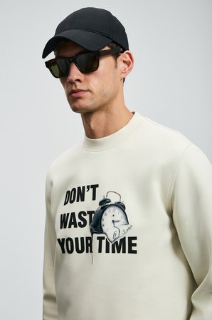 Henry Erkek Sweatshirt Kırık Beyaz