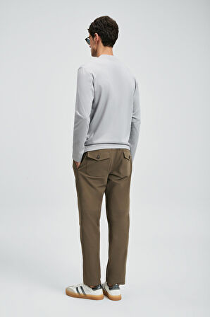 Lufian Erkek Vıctor Bisiklet Yaka Uzun Kollu T-Shirt 112020056 Gri