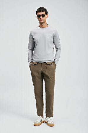 Lufian Erkek Vıctor Bisiklet Yaka Uzun Kollu T-Shirt 112020056 Gri