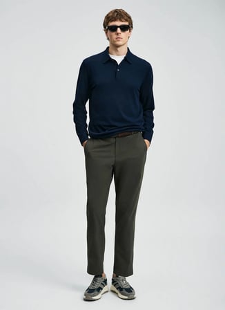 Lufian Polo Yaka Slim Fit Lacivert Erkek Kazak DONALD