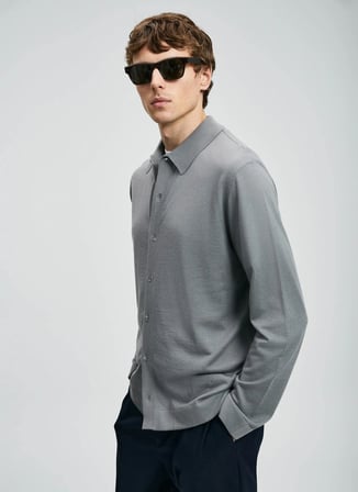 Lufian Polo Yaka Slim Fit Gri Erkek Kazak KENNY