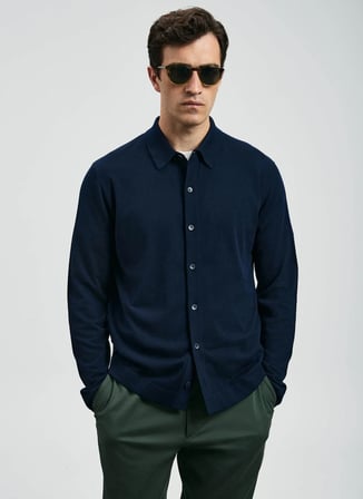 Lufian Polo Yaka Slim Fit Lacivert Erkek Kazak KENNY